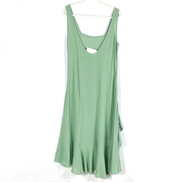 Tularosa Karla Maxi Dress Olive Green Cotton Sleeveless Flounce Hem Sz M - Picture 7 of 12